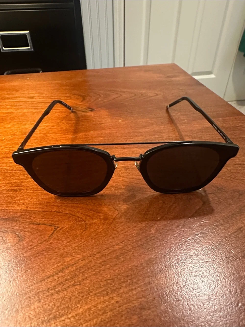 Saint Laurent Black Frame Sunglasses with Brown Lenses